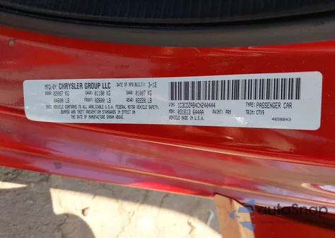 2012 Dodge Avenger Se from USA, damaged, VIN 1C3CDZAB4CN240444